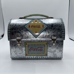 Vintage Coca-Cola Metal Collectable Lunch Pail With Handle 2001 Style Preowned